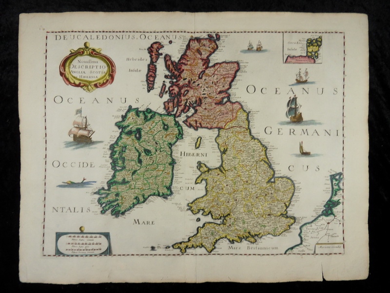 BRITISH ISLES ENGLAND SCOTLAND IRELAND ORKNEY ENGRAVED MAP 1650 ...