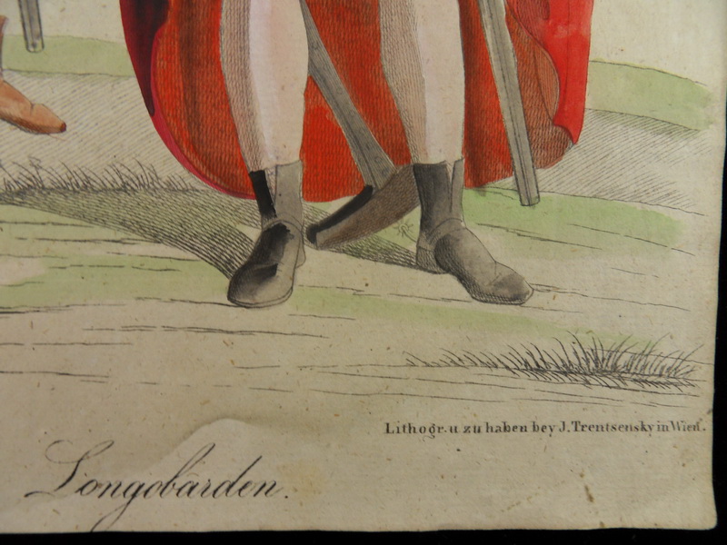 LANGOBARDEN GERMANEN 2x KOL. LITHOGRAPHIE 1825 C04  