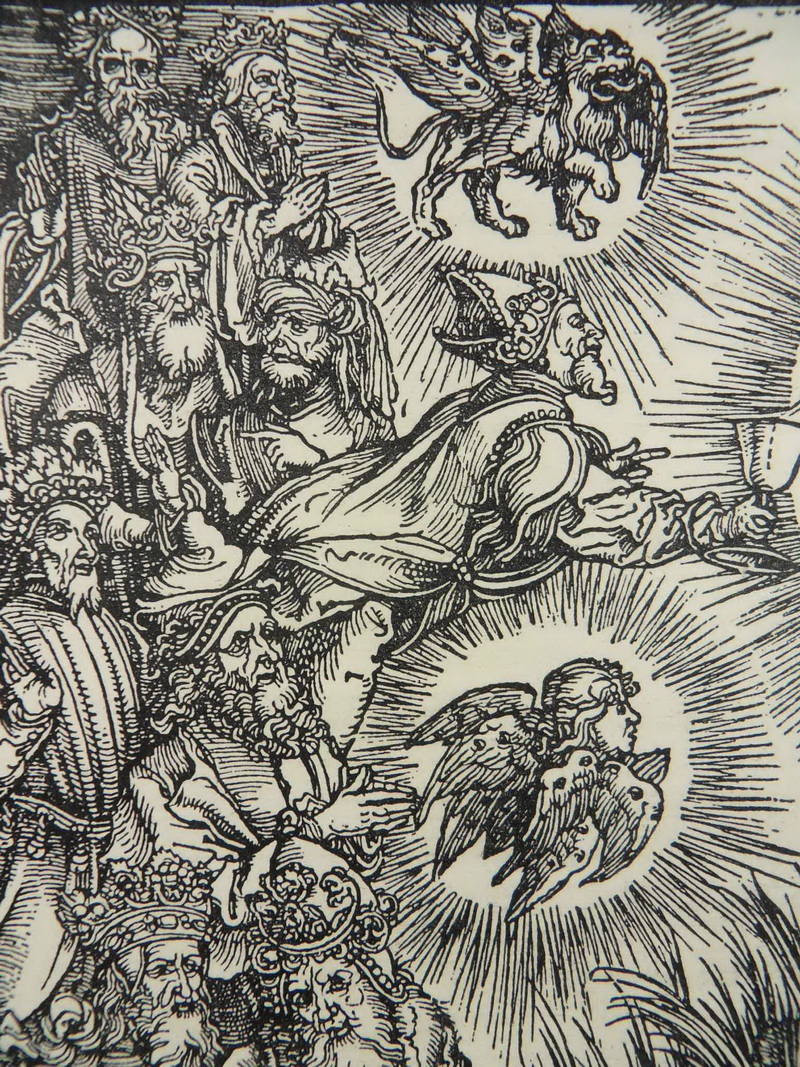 Orig Woodcut After Albrecht Durer Apocalypse Adoration Lamb Dürer D81 