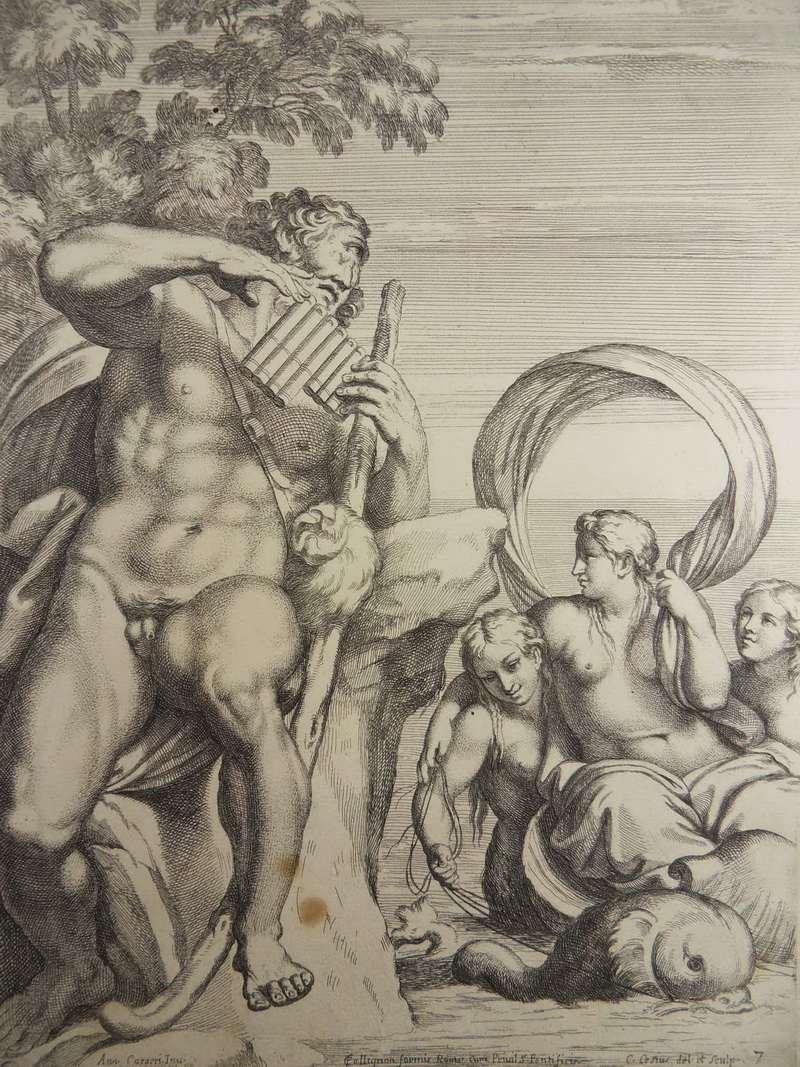 CARLO CESIO N. CARRACCI 1657 ZYKLOP POLYPHEM NYMPHE GALATEA DELFIN 