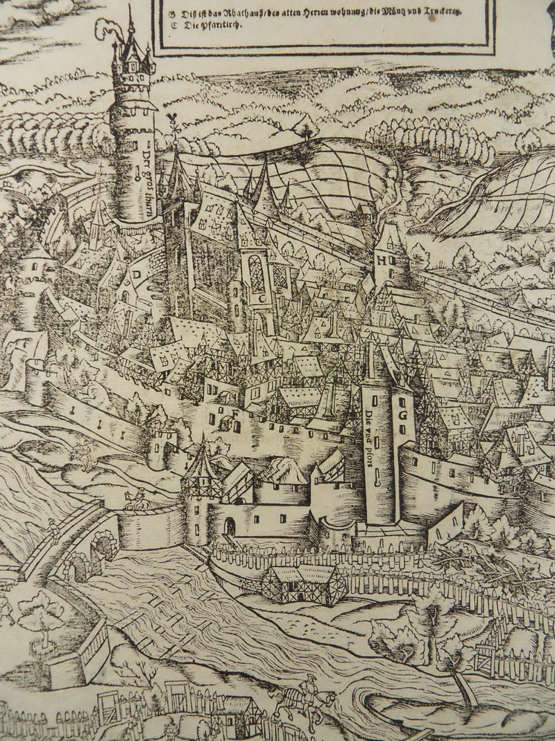 SIMMERN HUNSRÜCK HOLZSCHNITT ANSICHT MÜNSTER 1580 R